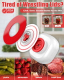 Beatish Electric Mason Jar Vacuum Sealer Kit - Auto-Stop with Digital Display, 60kPa Ultra Strong Suction for Wide/Regular Mouth Jars, Preserve Freshness 12X Longer (Includes 6 Lids & Bag Adapters)
