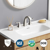 3-Hole Bathroom Sink Faucet - SR SUN RISE NSF Certified 8-inch Brushed Nickel Faucets with Pop-up Drain Assembly, 2 Handles, 2 Water Supply Lines, Widespread Sink Faucet for Vanity, RV, and Bathroom