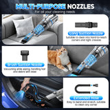JONYJ Handheld Vacuum Cordless, 16000PA Strong Suction Hand Held Car Vacuum Cleaner, Portable Hand Vacuum Rechargeable with Multi-Nozzles & LED Light for Home, Car, Office, Pets