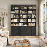 FACBOTALL 78" Tall Bookshelf, 5 Tier Large Black Arched Bookcase with Doors
