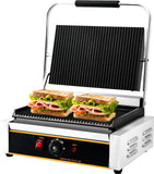 Yingyunvo Commercial Panini Press Grill 2200W Countertop Electric Sandwich Maker with Adjustable Temp Control, Nonstick Coating, Grooved Plates Grill, for Burgers Steaks Panini