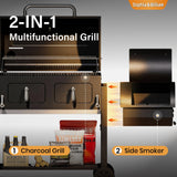 Sophia & William Extra Large BBQ Charcoal Grills and Offset Smoker,1015 SQ.IN. Cooking Area with Dual Lifting Charcoal Trays, Charcoal Barbecue Smoker Grill for Patio, Backyard Outdoor Cooking