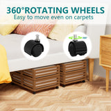 Wisuce Bamboo Under Bed Storage Containers- Underbed Organizer with Wheels with Dust Bag,Sturdy Wood Rolling Under the Bed Shoe Storage Organizer Drawers (Brwon, 2 Pack (23.62"×16.54"))