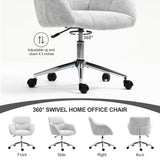 Home Office Desk Chairs Swivel Small Computer Chair with Wheels, Upholstered Vanity Chair Adjustable Height Chenille Office Chair for Living Room Dorm Bedroom