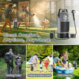 Tadomoe Portable Camping Shower with Battery Powered Pump, 5 Gal/20L Solar Heated Camp Shower Bag, 3-Mode Shower Head & Travel Case for Outdoor Camping, Beach Rinse & Dogs (Gray)