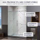Woodbridge 60" W x 96" H 3-Piece Solid Surface Tile Tub and Shower Wall Panel Surround Kit in Beige Marble with Soft Brown Veining