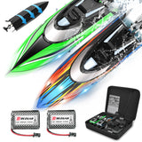 BEZGAR Remote Control Boat, 2 Pack12 inch RC Boat with Case– Auto-Flip, 30 KPH Fast Speed, 8-Shaped Mode & LED Lights – Waterproof Racing Boats for Pools, Lakes, Oceans (Adults & Teens)