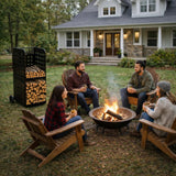 Cycayit 800 lbs Heavy-Duty Rolling Firewood Cart with Wheels, Vertical Log Storage Rack for Outdoor Fire Pit, Patio & Garage, All-Weather Rust-Proof Wood Holder for Garden & Camping (38”H)