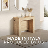 Mobili Fiver, Easy, Extendable Console Table with Extension Leaves Holder, 17.7(120.1) x35.4 in, Oak, for 4-12 People, Space Saving Dining Table for Entrance, Living Room, Italian Furniture