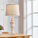 SAIWEYA 27.5" Set of 2 Farmhouse Table Lamps for Bedroom, 3 Way Dimmable Bedside Lamp with 2 USB +AC Outlet Nightstand Lamps for Living Room Resin Rustic Touch Lamps