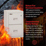 FireKing Turtle Vertical 2 Drawer Legal and Letter Fire Safe File Cabinet with Key Lock