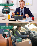 Buddew Electric Lunch Box 80W Food Heater with Dual Container, Portable Lunch Warmer for Adults, Upgraded Heated Lunch Box for Car/Truck/Office (GREEN-Dual Container)