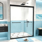 LOHCEH Shower Door Double Sliding,50-54.in Wx72 in.H Semi-Frameless Shower Door,1/4 Inch Clear Tempered Shower Glass Doors with Explosion-Proof Film,Black