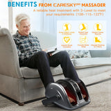 CARESKYpro Shiatsu Foot Massager with Heat, 3-Heating for Circulation and Pain Relief, Deep Kneading Rolling for Calf-Feet-Arm Relaxation, Plantar Fasciitis, Neuropathy