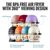 Non Toxic Air Fryer™ - Glass AirFryer 5 Quart w/ 360 Visibility, Self-Cleaning, 400F Vortex Air Fryer for Even Cooking, BPA-Free Teflon Free, 9-in-1 Functions, Rotisserie, Roast, Bake, Black