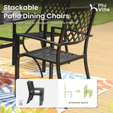 PHI VILLA 9 Pcs Outdoor Dining Set& 57.5" Wood-Like Table