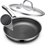OATOFP Non Stick Frying Pans 12 inch, Hybrid Improved Version Frying Pans Nonstick with Lid,non stick Stainless Steel Skillets, Dishwasher and Oven-Safe Chef Pan, PFOA Free Cookware Improved Version