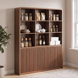 71" Tall Bookshelf, Large Bookcase with Storage Cabinets, Walnut