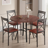 5 Piece Dining Table Set for 4, Wood Grain Dinette with Chairs for Kitchen, Breakfast Nook
