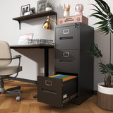Gecheer 3 Drawer Vertical File Cabinet with Lock, Metal Office Home Storage for A4 Letter Legal Size, Narrow Steel Filing Cabinet with Anti-Tilt Mechanism & Adjustable Hanging Rods, Easy Assembly