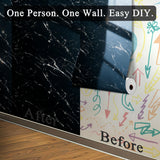 Qorqeous Black Statuario Marble Peel and Stick Wallpaper, Glossy Texture Vinyl Wall Panels, Waterproof Renter Friendly, 23.6" x 118", TV Accent Wall, Bathroom, Foyer, Coffee Shop Decor