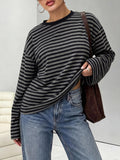 Womens Long Sleeve Tops Oversized Striped T Shirts Y2K Fall Clothes XL