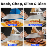 Aihomo 13” Sharp Pizza Cutter Rocker, 420J1 Japanese Stainless Steel Blade Slicer, Double Pakkawood Handle Pizza Knife Rocker with Protective Cover, Dishwasher Safe