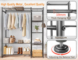 Wardrobe Closet,Portable Clothes Rack with 4 Tiers Shelves,Freestanding Closet Organizers and Storage System with Hanging Rods,Steel Clothing Rack Suitable for Cloakrooms,Bedrooms,Entrances,etc.Black