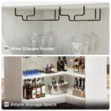 Tribesigns Bar Cabinet, L-Shaped Home Bar Table with Stemware Racks, 4-Tier Corner Bar Unit Liquor Wine Bar Table Reception Desk for Home Pub, White