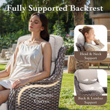 Luxury Outdoor Furniture Set with 6-Inch Thick Cushions, High Back Swivel Patio Chairs with Ottomans & Side Table, Wicker Outdoor Swivel Chairs Set for Porch, Yard, Deck, Poolside, Brown/Beige