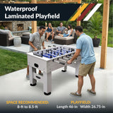 Hathaway Highlander 55-in Outdoor Foosball Table Adult Size - White Soccer Table Game Set with Waterproof Surface, Anti-Rust Rods, Ergonomic Handles, Nylon Cover, 2 Scorers, and 2 ABS Foosball Balls
