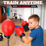 Adjustable Youth Punching Bag with Stand for Teens Ages 8–15 – 58" Reflex Boxing Training Set with Gloves & Pump, Standing Boxing Equipment