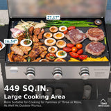 MFSTUDIO 27 Inch Flat Top Propane Gas Griddle Grill, Ceramic Coated Cast Iron Pan, Outdoor Flattop Grill with Lid for Cooking