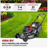 Honda HRN-BV 21-Inch Walk Behind Battery Powered Lawn Mower, Variable Speed Self Propelled Lawn Mower with 1.9 Bushel Capacity, Easy-Off Grass Bag, Clean Cuts in Thick and Tall Grass (HRN216YXBVKA4)