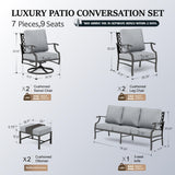 HERA'S HOUSE 7-Piece Patio Conversation Set, 7-Seat, Swivel Chairs, Grey