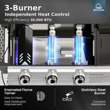 MFSTUDIO Heavy Duty 3 Burner Gas and Charcoal Grill Combo w/Offset Smoker