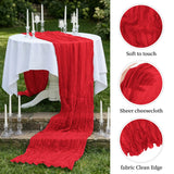 10 Pack Red 17 x 108 Inch Cheesecloth Table Runner - Boho Gauze Sheer Fabric for Wedding Baby Shower Party Home Decor