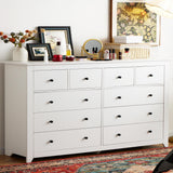 EnHomee 10 Drawer Dresser for Bedroom, Large Dressers & Chests for Bedroom,Modern White Wood Dresser for Clothes and Office Supplies, Multifunctional as TV Stand, Entryway Organizer Storage Cabinet