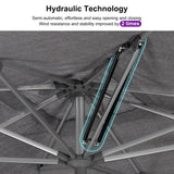 PURPLE LEAF Outdoor Sun Umbrella 10' x 10' with Base Semi Auto Lift, Gray