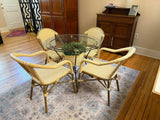 PURPLE LEAF French Bistro Chairs with Arms Set of 2, Bamboo Finish, Yellow