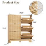 HUANLEGO Shoe Cabinet Storage for Entryway with 6 Flip Drawers, Fluted Narrow Shoe Organizer with Wooden Legs, Freestanding Slim Shoe Storage Hidden Shoe Rack Organizer for Front Door Entrance, Oak