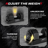 Keppi Adjustable Dumbbells Set-60lb Pair, Anti-Slip Metal Fast Adjust Weight Handle, Exercise & Fitness for Full Body Workout -DBA60(Pair)