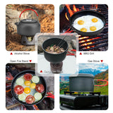 Camping Cookware Set Camping Gear, Compact Camping Pots and Pans Set, Durable Hard Alumina Camping Cooking Set Alocs