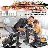 FUYLE 22 Channel Remote Control Excavator, 1/14 Scale RC Excavator Metal Shovel Independent Arms, Professional Construction Vehicles with Lights Sounds, Best Gift for 8+ Years Old Boys Adults