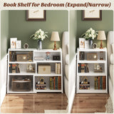 Expandable Bookshelf, Short Corner Bookshelf for Small Spaces, Small Ladder Book Shelf
