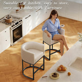 Modern Counter Height Bar Stools,Bar Stools Set of 4,PU Leather Upholstered Barrel Barstools with Backs