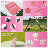 Funny Golf Gift Set for Women – Golf Accessories with 12oz Wine Tumbler, Club Brush, Divot Tool, Towel, Hat Clip & More