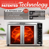 Gourmia French Door Air Fryer – 25 Qt Large Capacity Convection Oven, Fryfroce 360°, Digital Display with 17 Cooking Presets, Bake, Toast, Roast, Dehydrate, Fits 12” Pizza