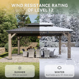 Aoxun 12' x 16' Outdoor Wood Gazebo, Hardtop Gazebo