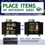 Metal Garage Storage Cabinets System, 7-Pcs Workshop Tool Cabinet Set,Black